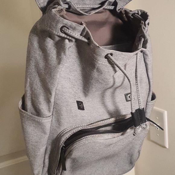 Everlane Backpack The Modern Snap Gray Twill Laptop Bag Drawstring - Picture 6 of 6